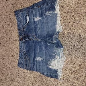 Lacy low rise jean shorts